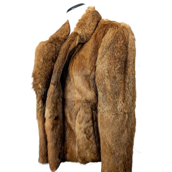 UPWARD 100% Genuine Brown Rabbit Fur Jacket - Picture 7 of 8